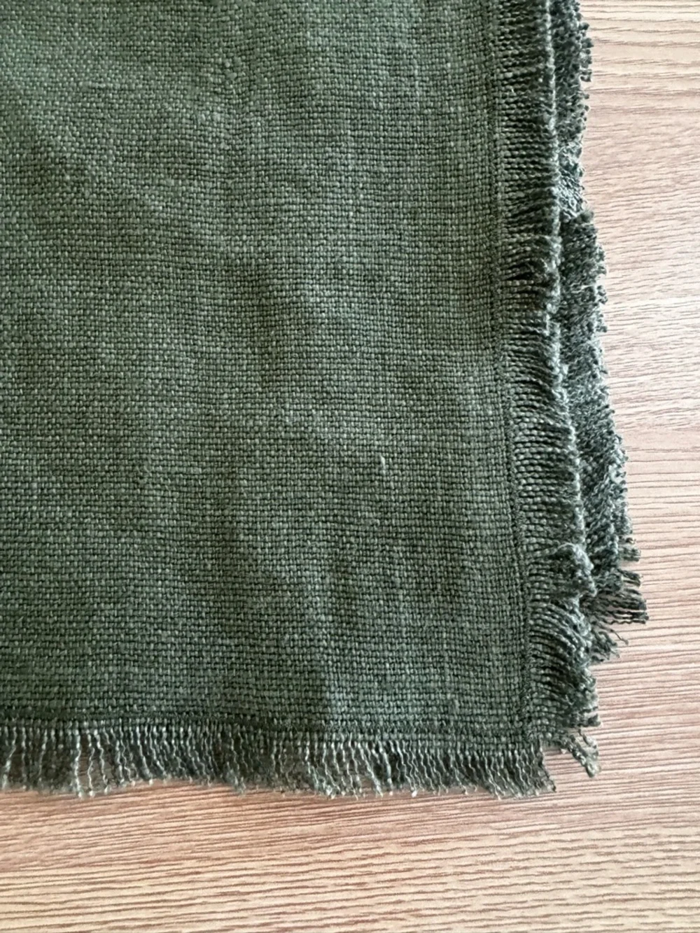 NEW Set of 8 Williams Sonoma Dark Green 100%‎ Linen Fringe Placemats 16x20